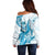 Blue Hawaii Humpback Whale Off Shoulder Sweater Polynesian Tribal Ocean Vibes