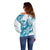 Blue Hawaii Humpback Whale Off Shoulder Sweater Polynesian Tribal Ocean Vibes