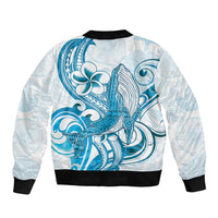 Blue Hawaii Humpback Whale Sleeve Zip Bomber Jacket Polynesian Tribal Ocean Vibes