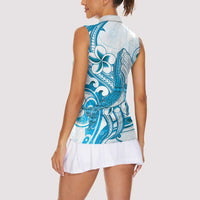 Blue Hawaii Humpback Whale Women Sleeveless Polo Shirt Polynesian Tribal Ocean Vibes LT14 - Polynesian Pride
