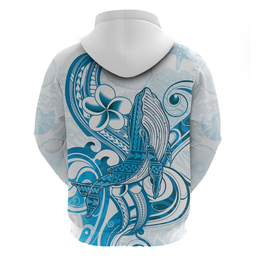 Blue Hawaii Humpback Whale Zip Hoodie Polynesian Tribal Ocean Vibes