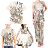 Brown Hawaii Humpback Whale Family Matching Tank Maxi Dress and Hawaiian Shirt Polynesian Tribal Ocean Vibes