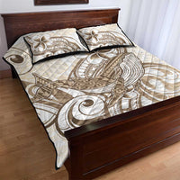 Brown Hawaii Humpback Whale Quilt Bed Set Polynesian Tribal Ocean Vibes