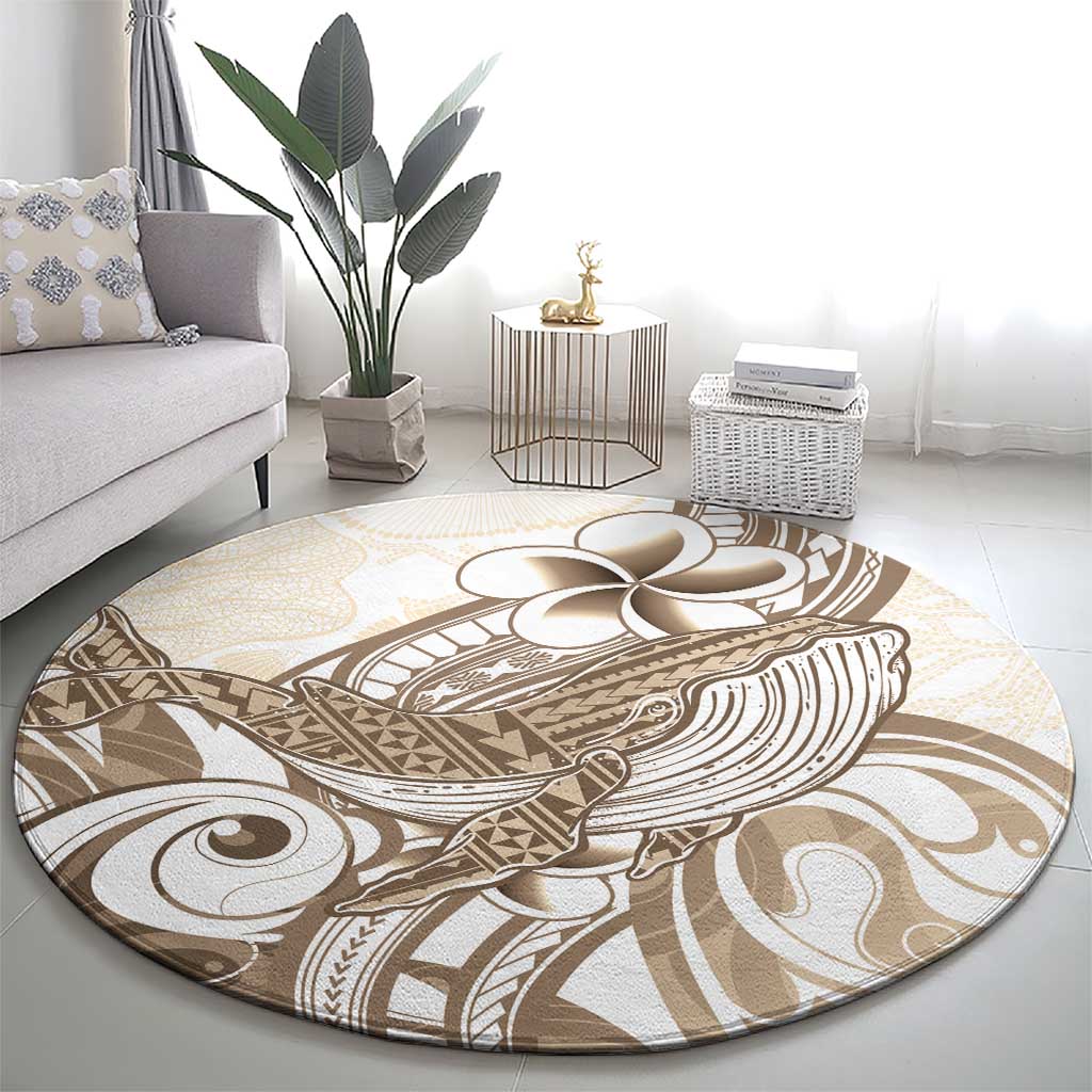 Brown Hawaii Humpback Whale Round Carpet Polynesian Tribal Ocean Vibes