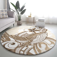 Brown Hawaii Humpback Whale Round Carpet Polynesian Tribal Ocean Vibes