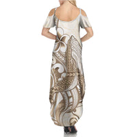 Brown Hawaii Humpback Whale Summer Maxi Dress Polynesian Tribal Ocean Vibes