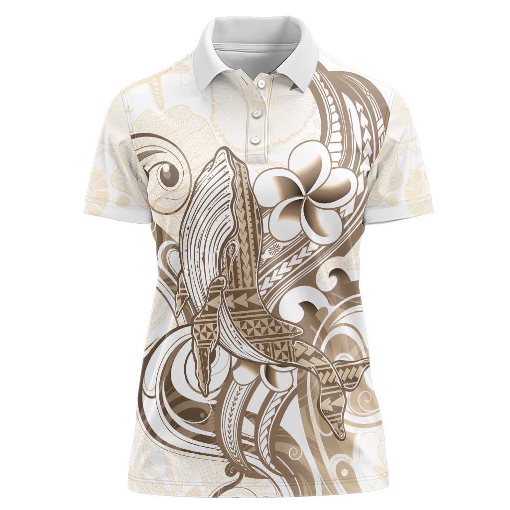 Brown Hawaii Humpback Whale Women Polo Shirt Polynesian Tribal Ocean Vibes