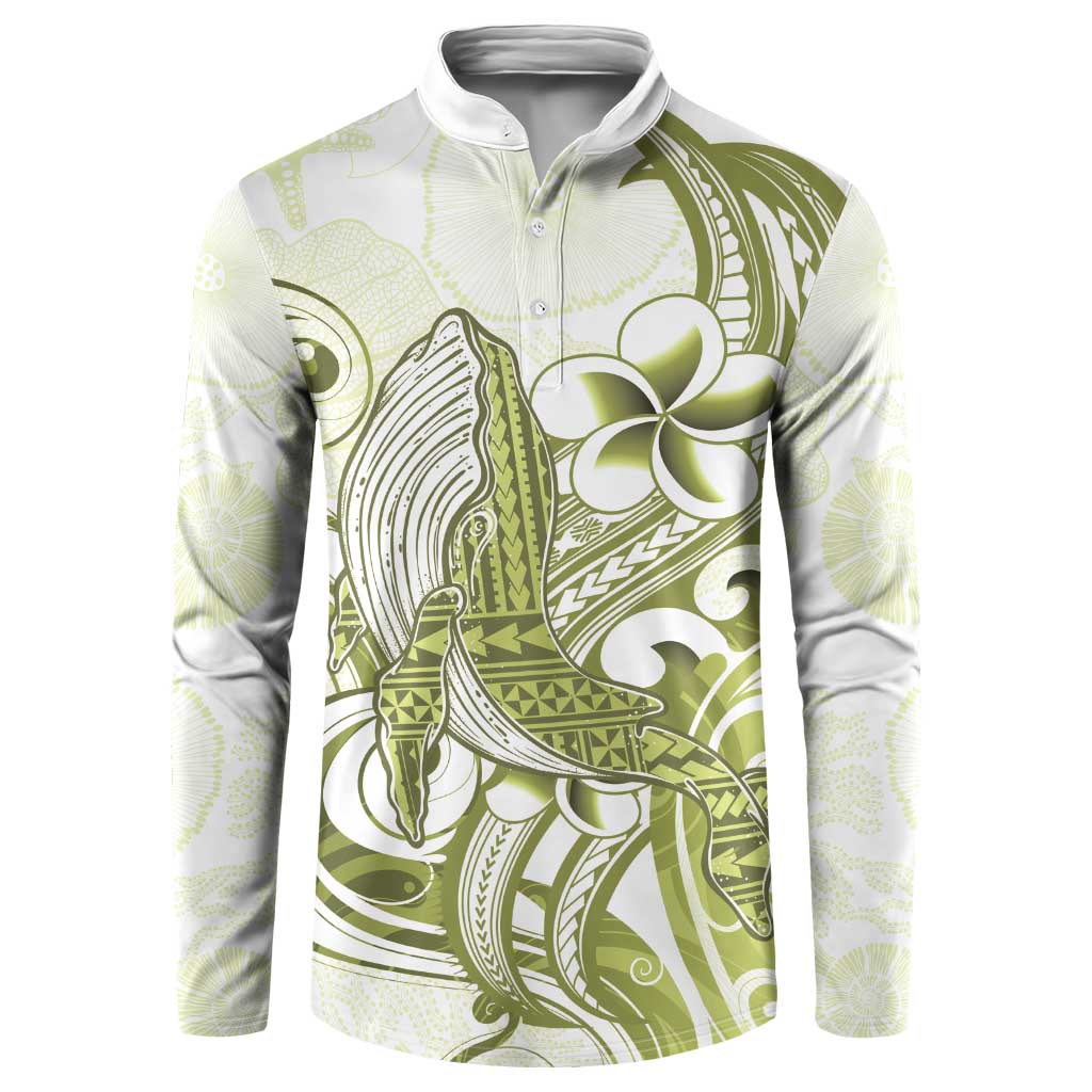 Lime Green Hawaii Button Sweatshirt Humpback Whale Tattoo Polynesian Tribal Ocean Vibes LT14 Lime Green - Polynesian Pride