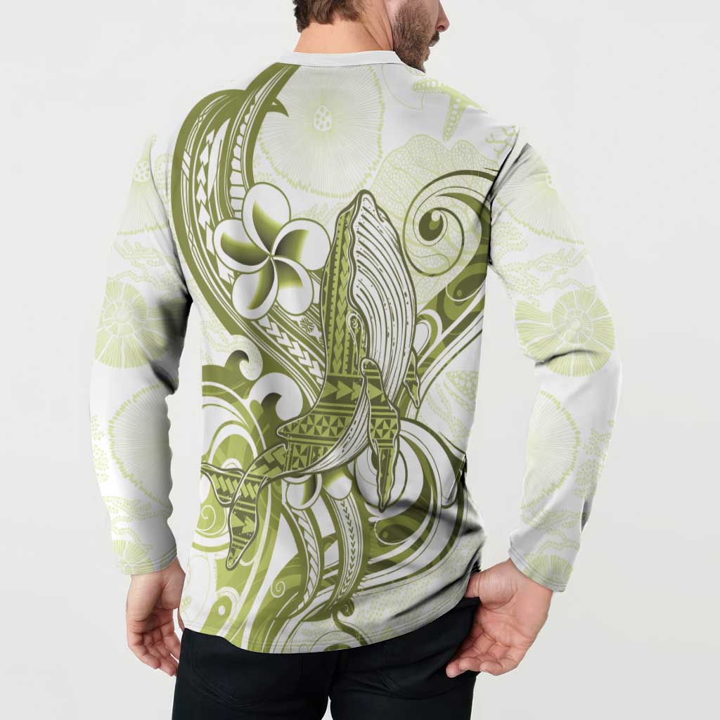 Lime Green Hawaii Button Sweatshirt Humpback Whale Tattoo Polynesian Tribal Ocean Vibes