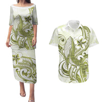 Lime Green Hawaii Couples Matching Puletasi and Hawaiian Shirt Humpback Whale Tattoo Polynesian Tribal Ocean Vibes LT14 Lime Green - Polynesian Pride