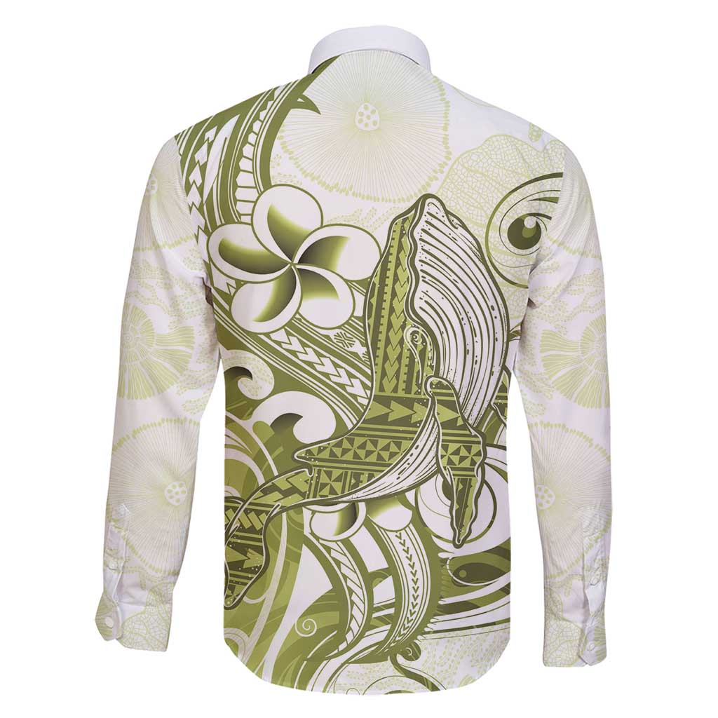 Lime Green Hawaii Family Matching Long Sleeve Bodycon Dress and Hawaiian Shirt Humpback Whale Tattoo Polynesian Tribal Ocean Vibes