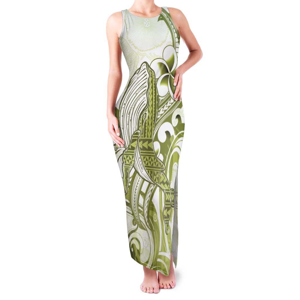 Lime Green Hawaii Family Matching Tank Maxi Dress and Hawaiian Shirt Humpback Whale Tattoo Polynesian Tribal Ocean Vibes