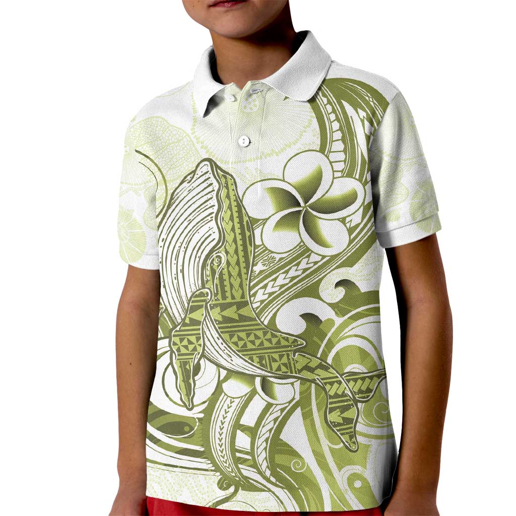 Lime Green Hawaii Kid Polo Shirt Humpback Whale Tattoo Polynesian Tribal Ocean Vibes