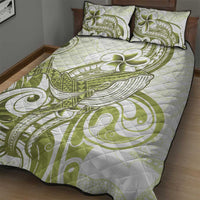 Lime Green Hawaii Quilt Bed Set Humpback Whale Tattoo Polynesian Tribal Ocean Vibes