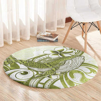 Lime Green Hawaii Round Carpet Humpback Whale Tattoo Polynesian Tribal Ocean Vibes