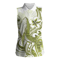Lime Green Hawaii Women Sleeveless Polo Shirt Humpback Whale Tattoo Polynesian Tribal Ocean Vibes LT14 Female Lime Green - Polynesian Pride