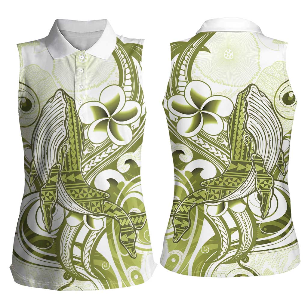 Lime Green Hawaii Women Sleeveless Polo Shirt Humpback Whale Tattoo Polynesian Tribal Ocean Vibes LT14 - Polynesian Pride