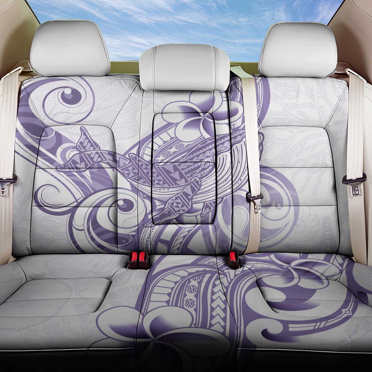 Purple Hawaii Back Car Seat Cover Humpback Whale Tattoo Polynesian Tribal Ocean Vibes