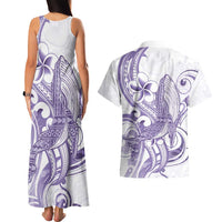 Purple Hawaii Couples Matching Tank Maxi Dress and Hawaiian Shirt Humpback Whale Tattoo Polynesian Tribal Ocean Vibes