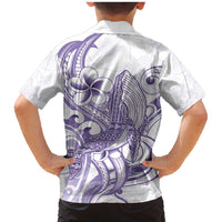 Purple Hawaii Family Matching Mermaid Dress and Hawaiian Shirt Humpback Whale Tattoo Polynesian Tribal Ocean Vibes