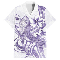 Purple Hawaii Family Matching Off The Shoulder Long Sleeve Dress and Hawaiian Shirt Humpback Whale Tattoo Polynesian Tribal Ocean Vibes