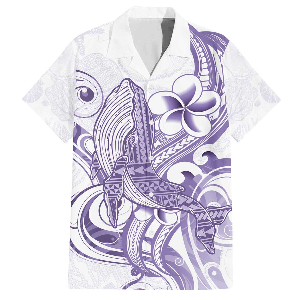 Purple Hawaii Family Matching Off Shoulder Short Dress and Hawaiian Shirt Humpback Whale Tattoo Polynesian Tribal Ocean Vibes