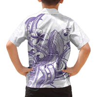 Purple Hawaii Family Matching Puletasi and Hawaiian Shirt Humpback Whale Tattoo Polynesian Tribal Ocean Vibes LT14 - Polynesian Pride