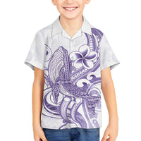 Purple Hawaii Family Matching Puletasi and Hawaiian Shirt Humpback Whale Tattoo Polynesian Tribal Ocean Vibes LT14 Son's Shirt Purple - Polynesian Pride