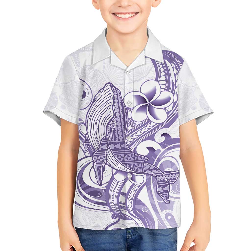 Purple Hawaii Kid Hawaiian Shirt Humpback Whale Tattoo Polynesian Tribal Ocean Vibes LT14 Kid Purple - Polynesian Pride