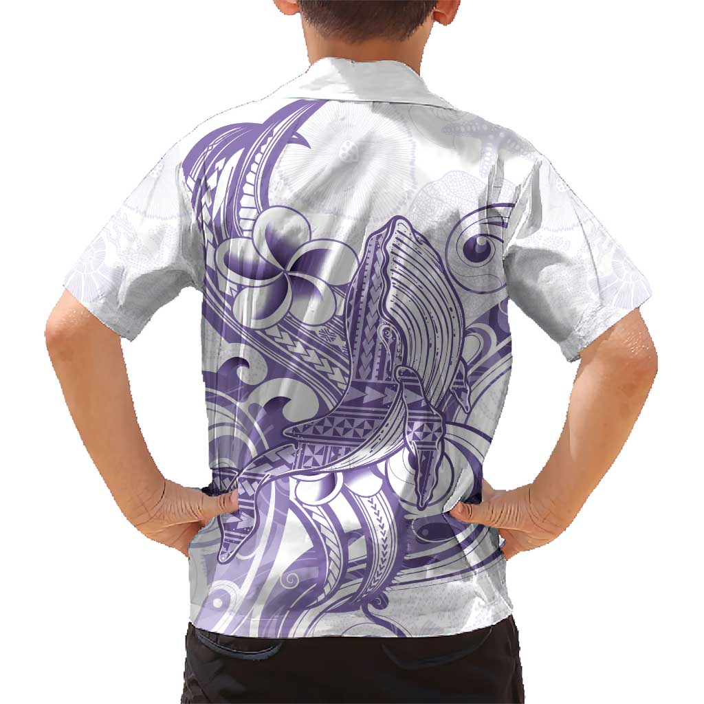 Purple Hawaii Kid Hawaiian Shirt Humpback Whale Tattoo Polynesian Tribal Ocean Vibes LT14 - Polynesian Pride