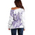 Purple Hawaii Off Shoulder Sweater Humpback Whale Tattoo Polynesian Tribal Ocean Vibes