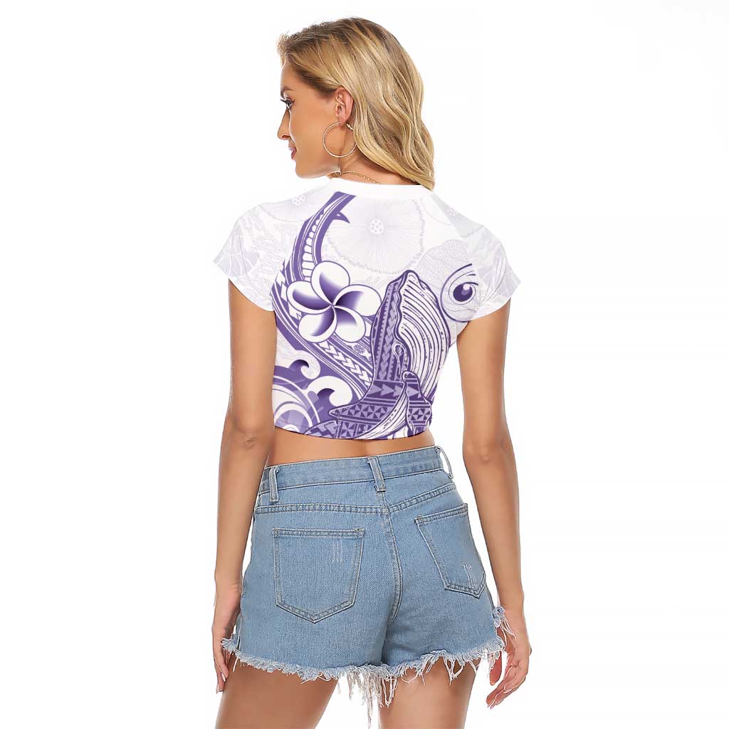 Purple Hawaii Raglan Cropped T Shirt Humpback Whale Tattoo Polynesian Tribal Ocean Vibes LT14 - Polynesian Pride