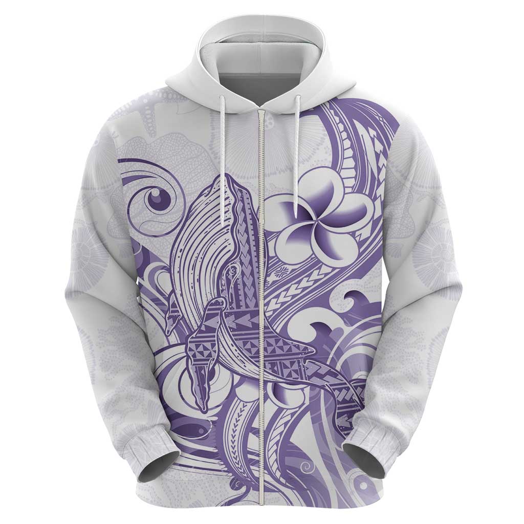 Purple Hawaii Zip Hoodie Humpback Whale Tattoo Polynesian Tribal Ocean Vibes