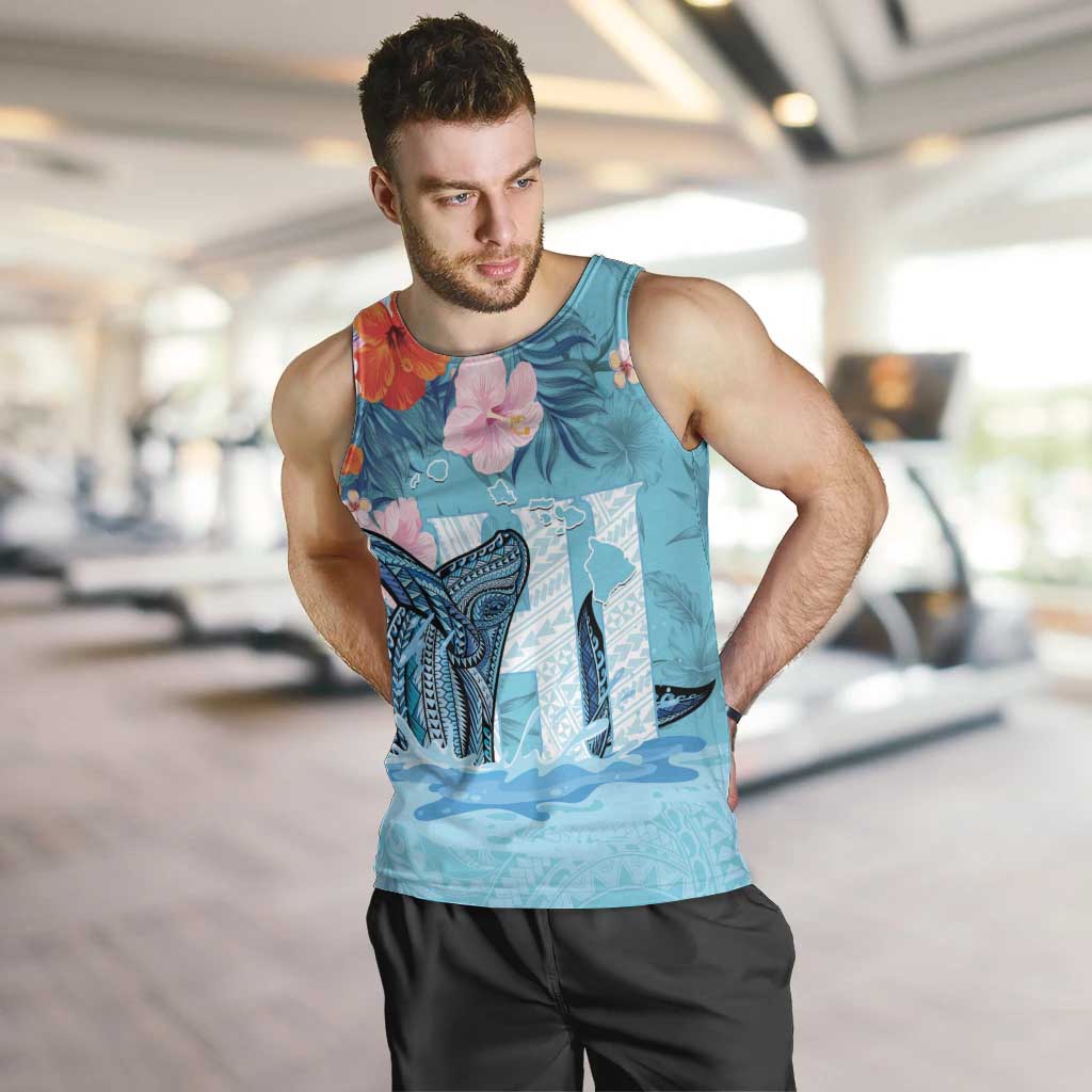 Personalised Hawaii Men Tank Top Humpback Whale Tattoo With Tropical Flowers