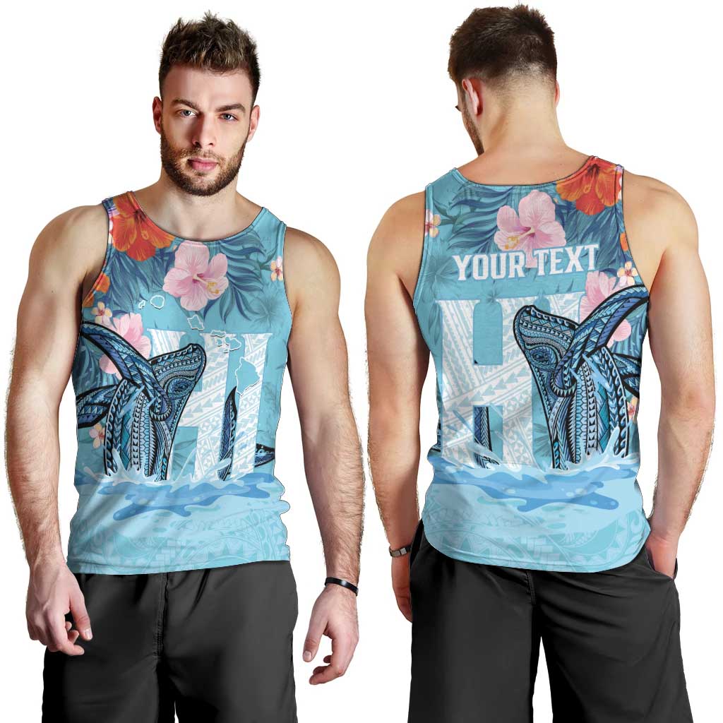 Personalised Hawaii Men Tank Top Humpback Whale Tattoo With Tropical Flowers
