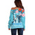 Personalised Hawaii Off Shoulder Sweater Humpback Whale Tattoo With Tropical Flowers