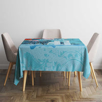 Personalised Hawaii Tablecloth Humpback Whale Tattoo With Tropical Flowers
