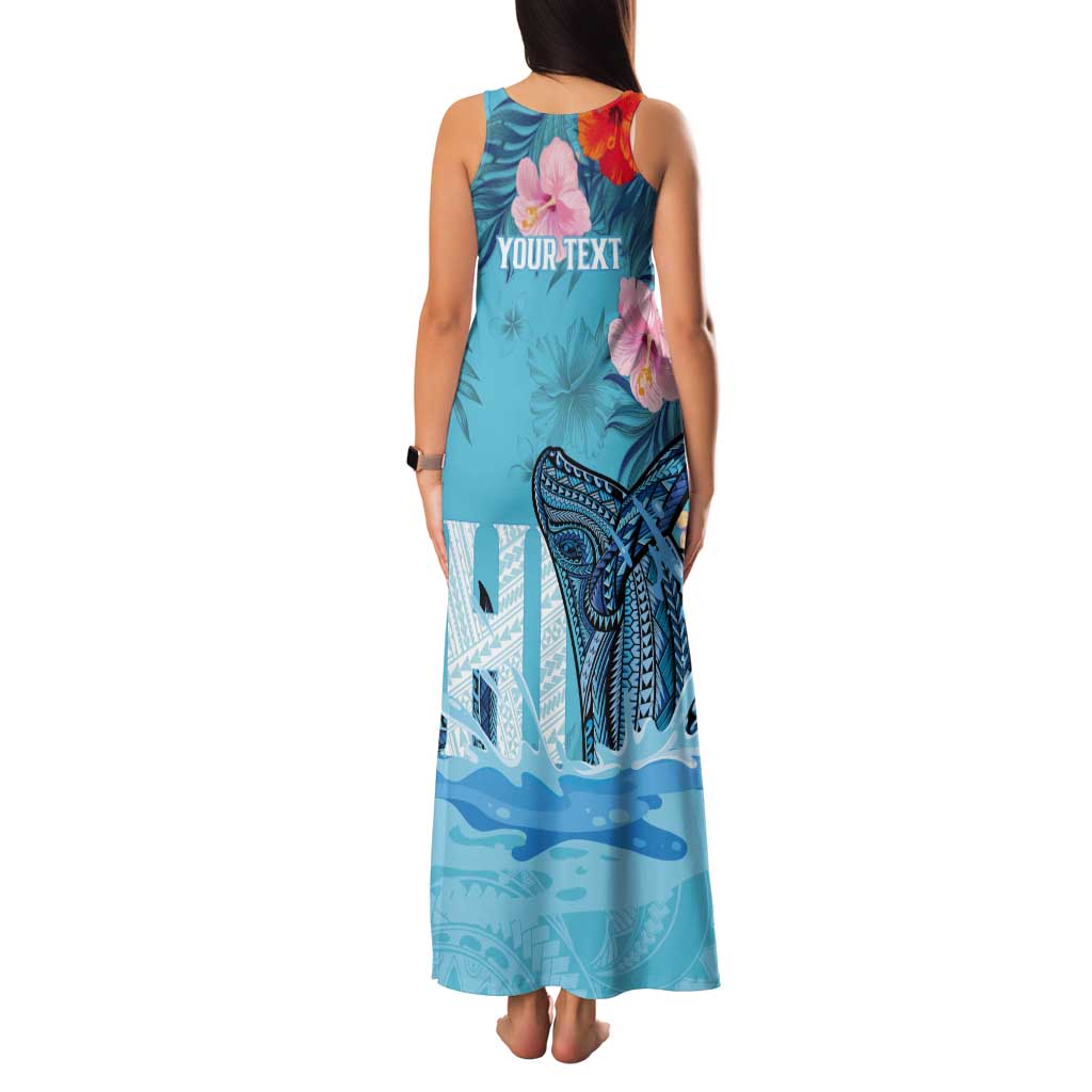 Personalised Hawaii Tank Maxi Dress Humpback Whale Tattoo With Tropical Flowers