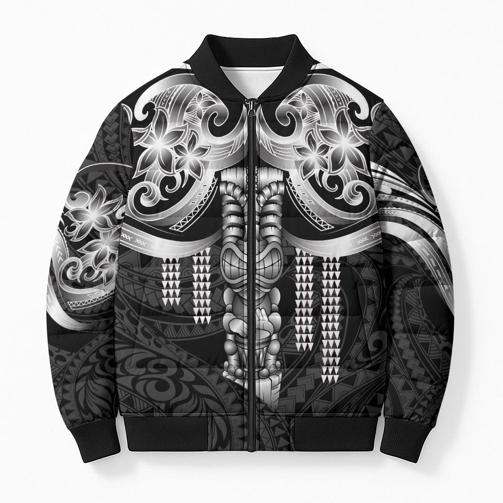 Tiki Drum Hawaii Bomber Puffer Jacket Hawaiian Kakau Tattoo Style