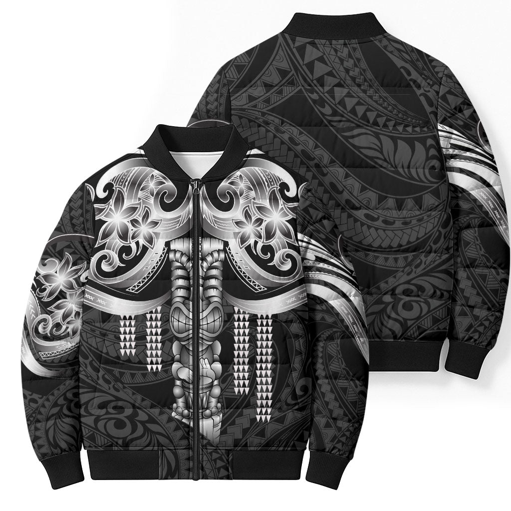 Tiki Drum Hawaii Bomber Puffer Jacket Hawaiian Kakau Tattoo Style