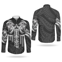 Tiki Drum Hawaii Couples Matching Long Sleeve Bodycon Dress and Long Sleeve Button Shirt Hawaiian Kakau Tattoo Style