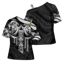 Tiki Drum Hawaii Cross Shoulder Shirt Hawaiian Kakau Tattoo Style