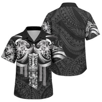Tiki Drum Hawaii Family Matching Off The Shoulder Long Sleeve Dress and Hawaiian Shirt Hawaiian Kakau Tattoo Style