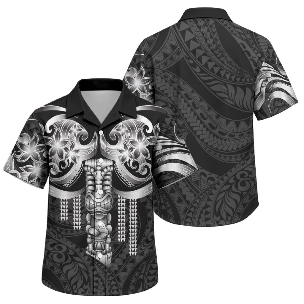 Tiki Drum Hawaii Family Matching Off Shoulder Maxi Dress and Hawaiian Shirt Hawaiian Kakau Tattoo Style