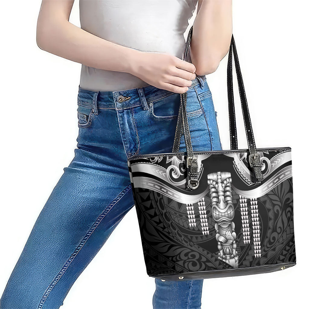 Tiki Drum Hawaii Leather Tote Bag Hawaiian Kakau Tattoo Style