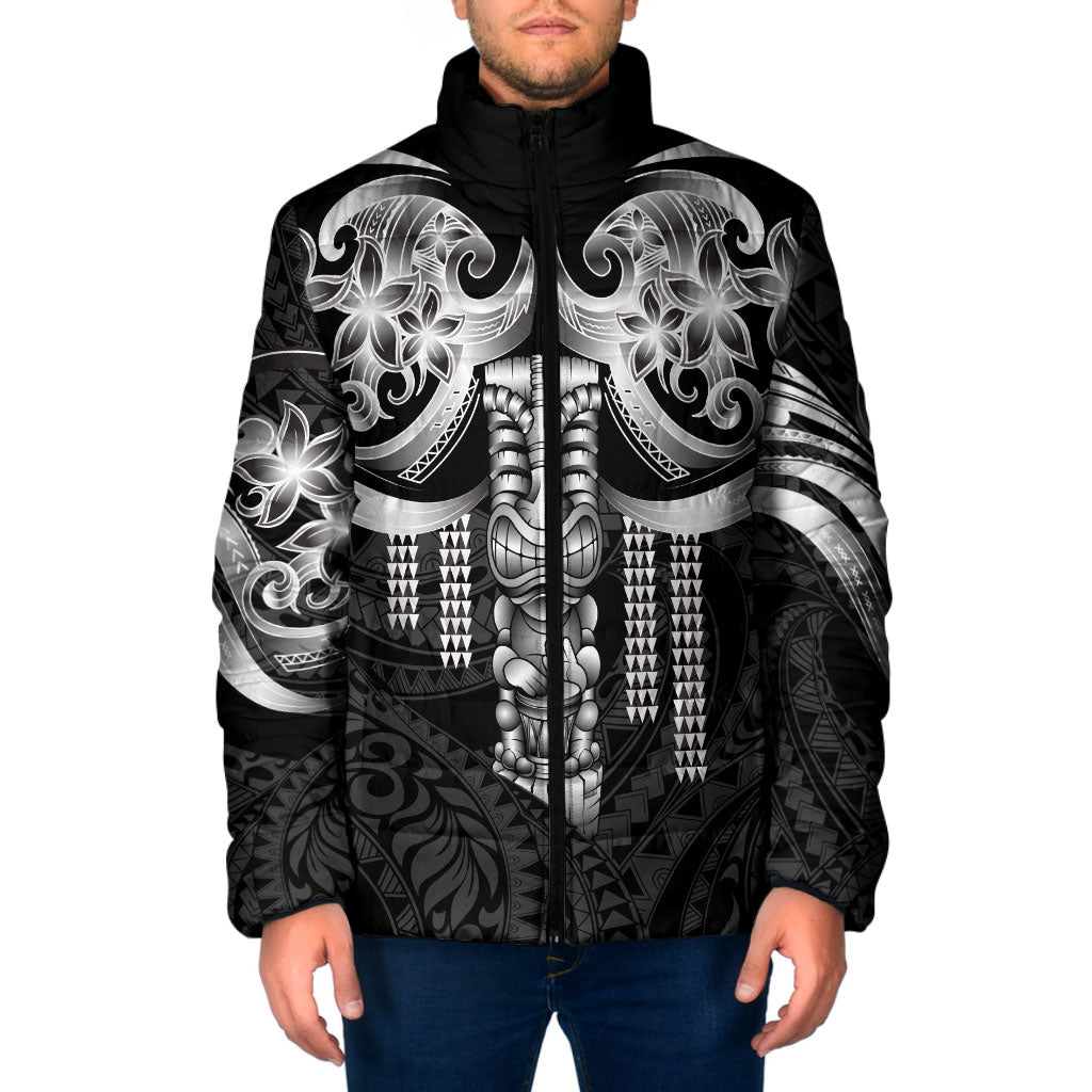 Tiki Drum Hawaii Padded Jacket Hawaiian Kakau Tattoo Style LT14 Men Black - Polynesian Pride