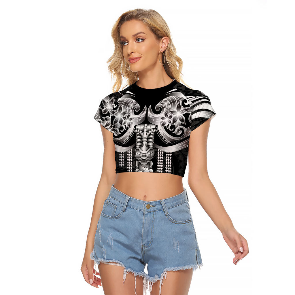 Tiki Drum Hawaii Raglan Cropped T Shirt Hawaiian Kakau Tattoo Style
