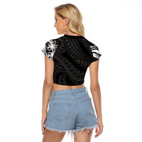 Tiki Drum Hawaii Raglan Cropped T Shirt Hawaiian Kakau Tattoo Style