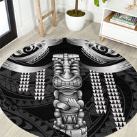 Tiki Drum Hawaii Round Carpet Hawaiian Kakau Tattoo Style