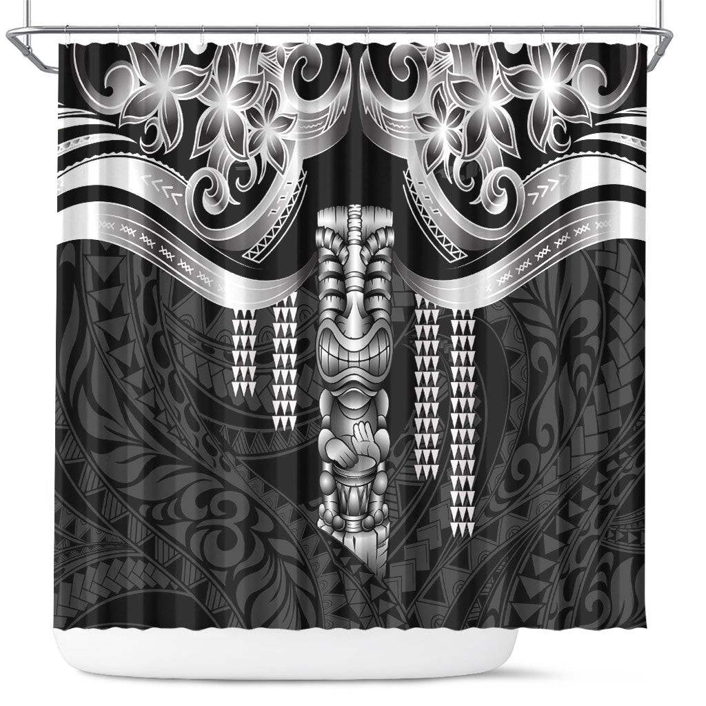 Tiki Drum Hawaii Shower Curtain Hawaiian Kakau Tattoo Style